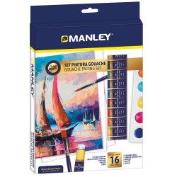 SET MANLEY GOUACHE 16 PIEZAS