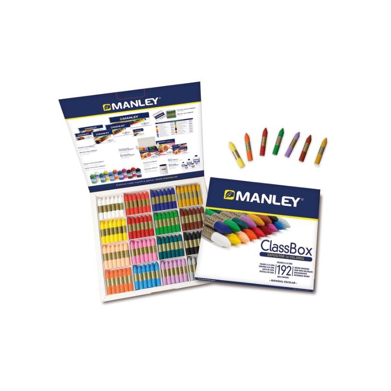 ▷ CERAS MANLEY SCHOOLPACK - EXPOSITOR 192 UDS. (12 UDS.X16 COLORES) | Taine - Imagen 1